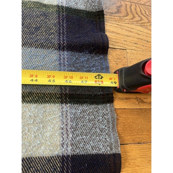 LL Bean Vintage Classic Light Blue Purple Plaid Soft Wool Throw Blanket ~49 x 51 - Picture 7 of 13